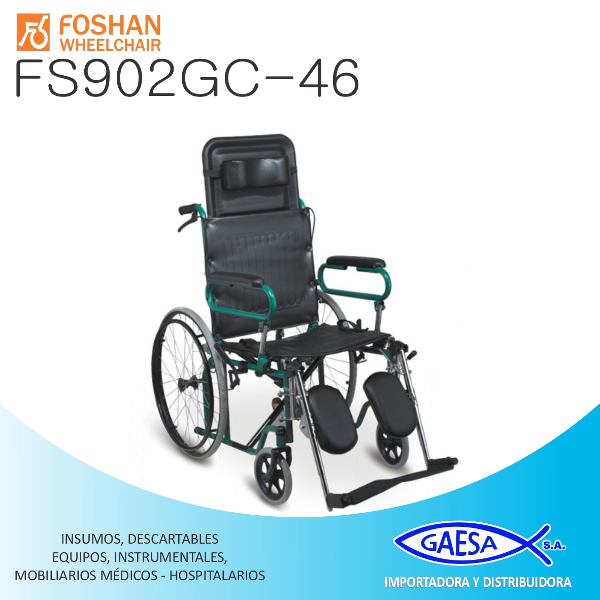 SILLA DE RUEDAS MOD FS902GC-46 FOSHAN