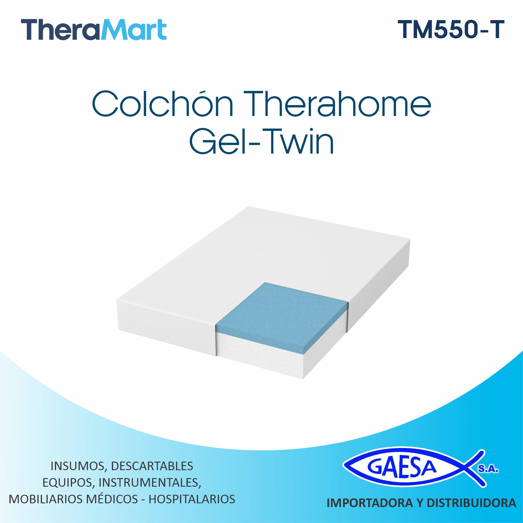COLCHON DE ESPUMA Y GEL ANTIESCARAS MOD TM550-T THERAHOME THERAMART