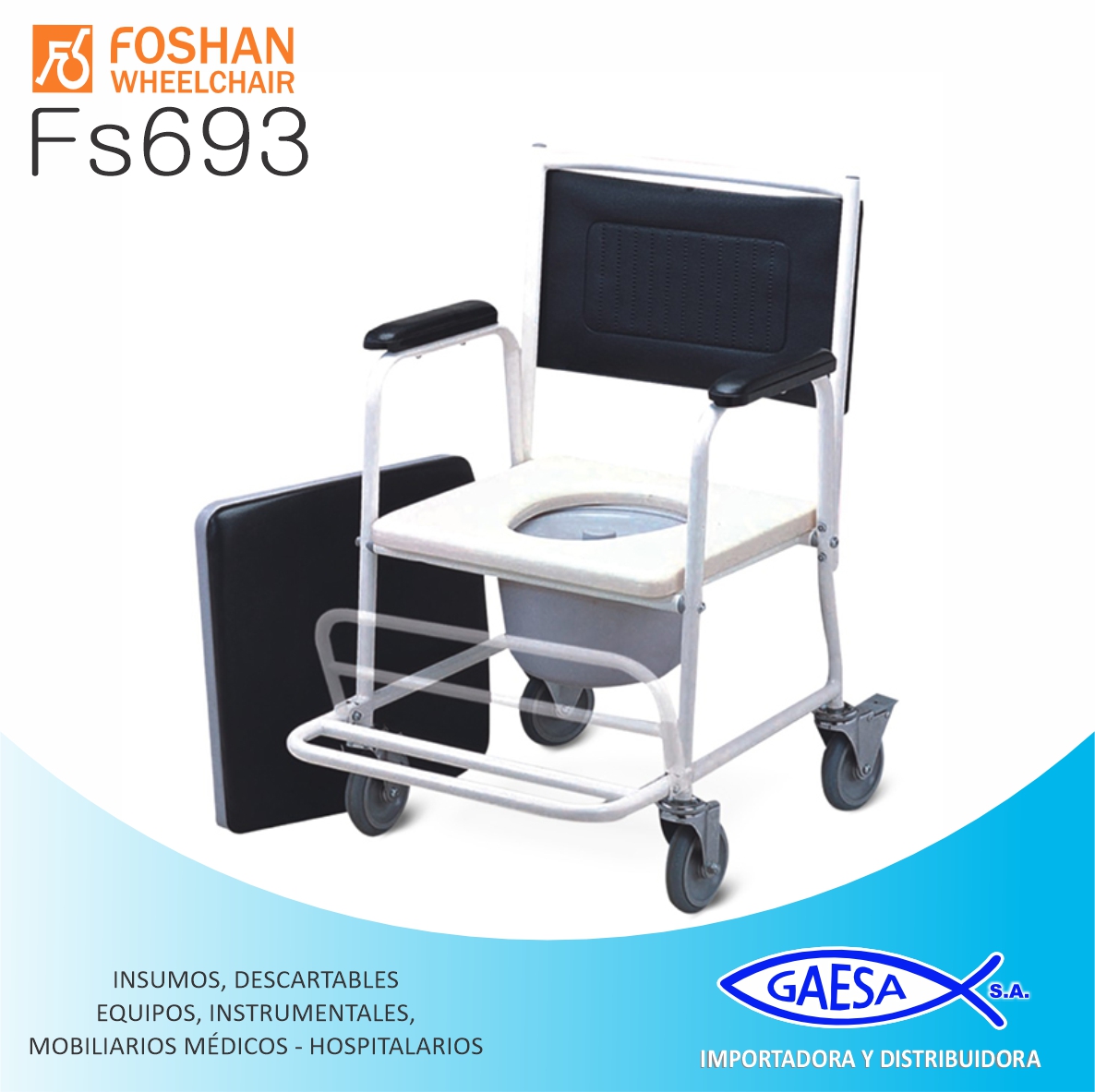 SILLA DE RUEDAS CON INODORO MOD FS693 FOSHAN