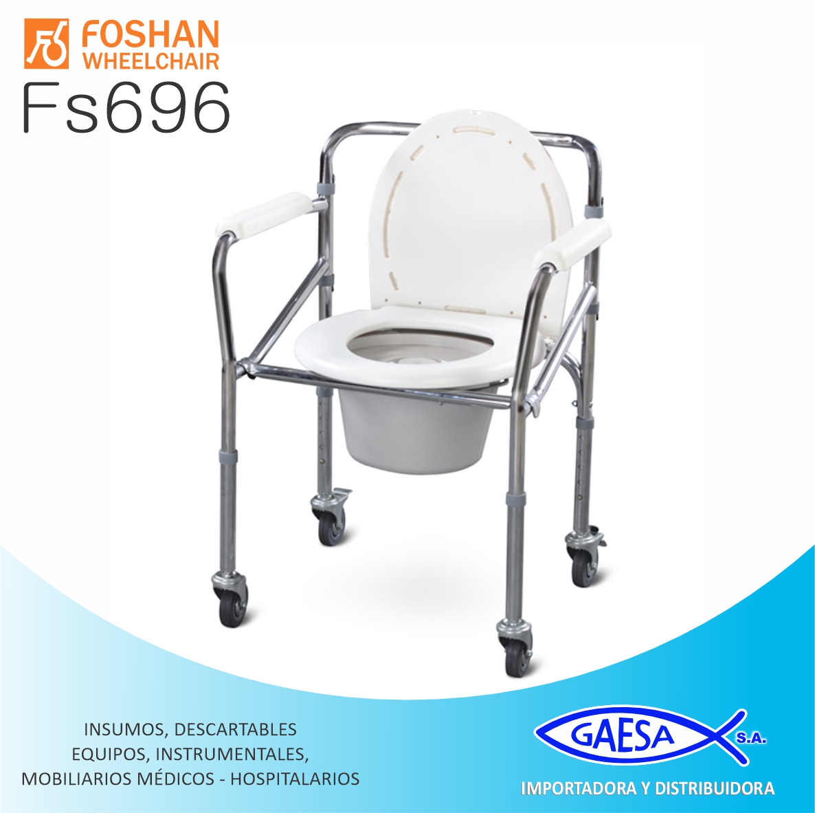 SILLA DE RUEDAS CON INODORO MOD FS696 FOSHAN