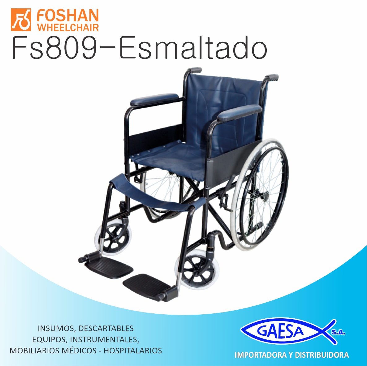 SILLA DE RUEDAS ESMALTADA MOD FS809 FOSHAN