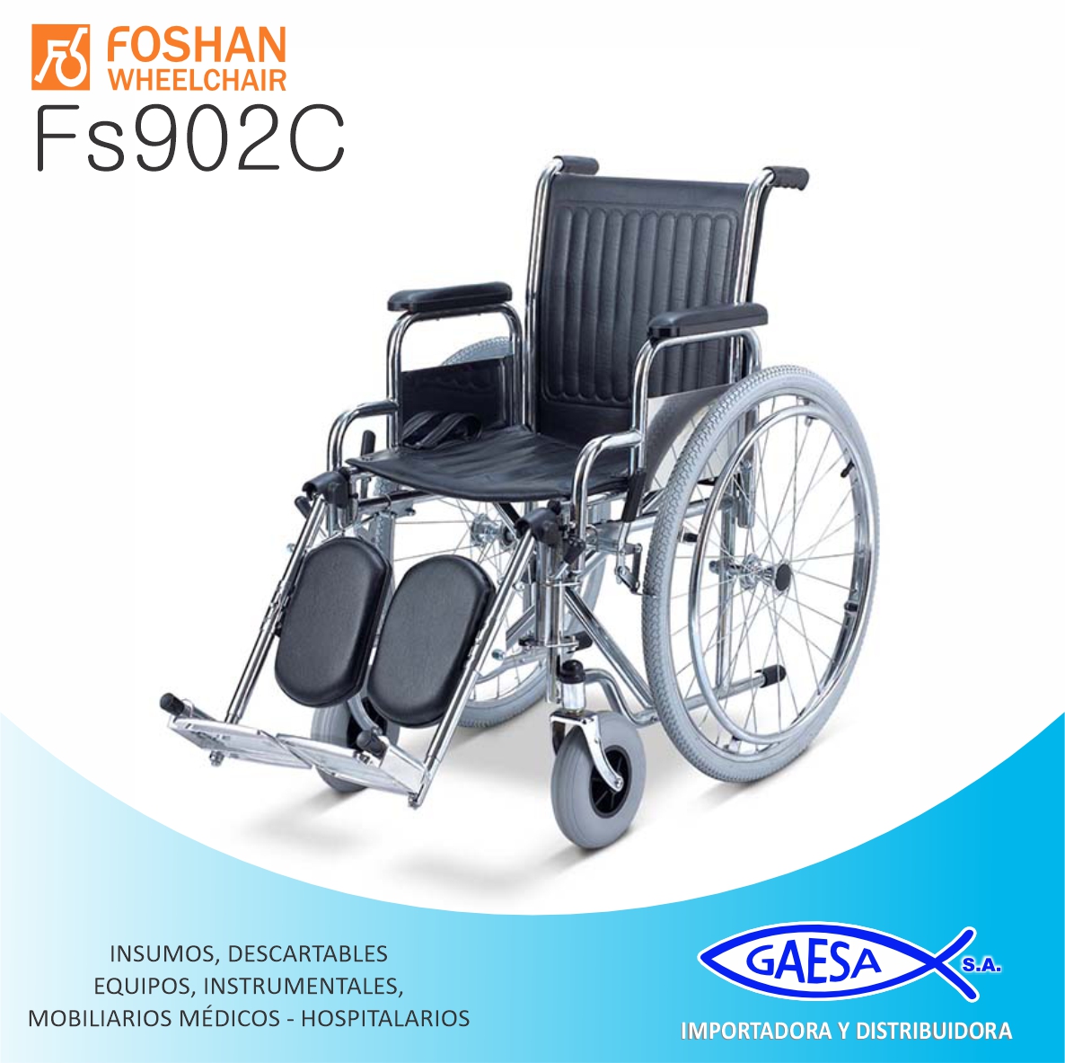 SILLA DE RUEDAS CROMADA MOD FS-902C FOSHAN