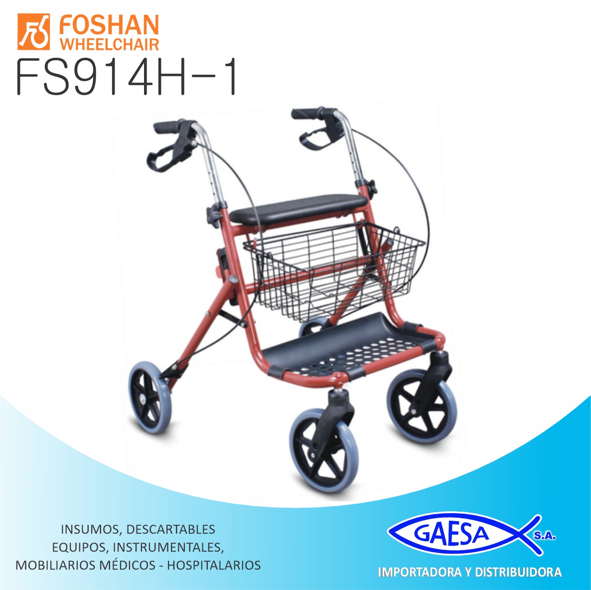 ANDADOR CON RUEDAS MOD ROLLATOR FS914H-1 FOSHAN