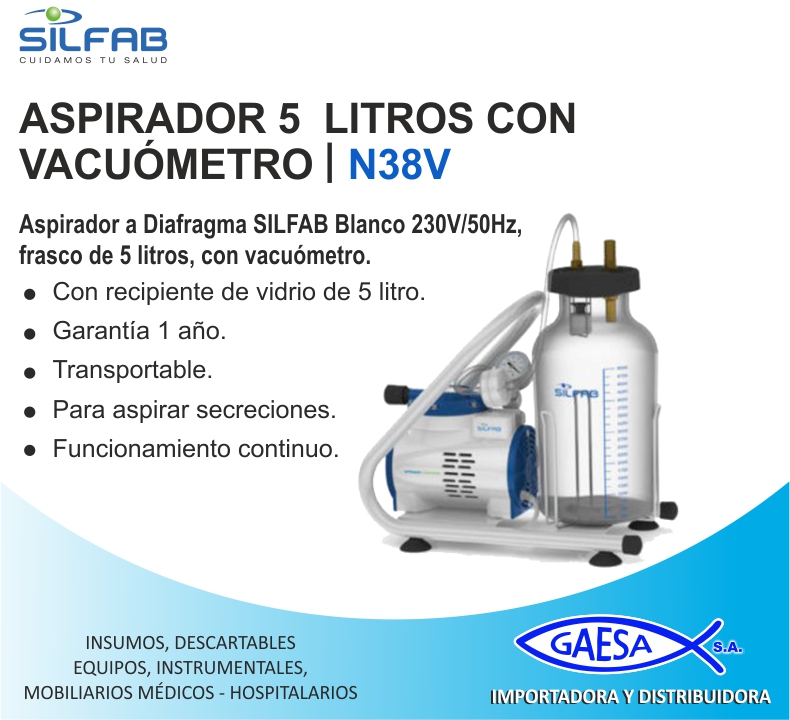 ASPIRADOR DE SECRECIONES 5.000 CC MOD N38V SILFAB