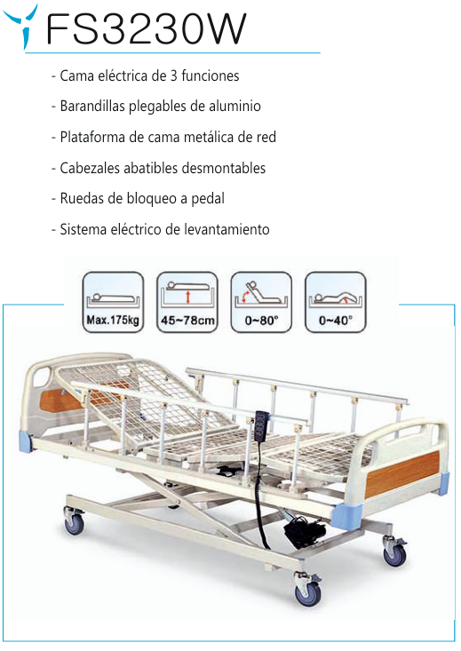CAMA ELECTRICA 3 FUNCIONES MOD FS3230W FOSHAN - Imagen 5