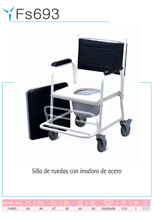 SILLA DE RUEDAS CON INODORO MOD FS693 FOSHAN - Imagen 2