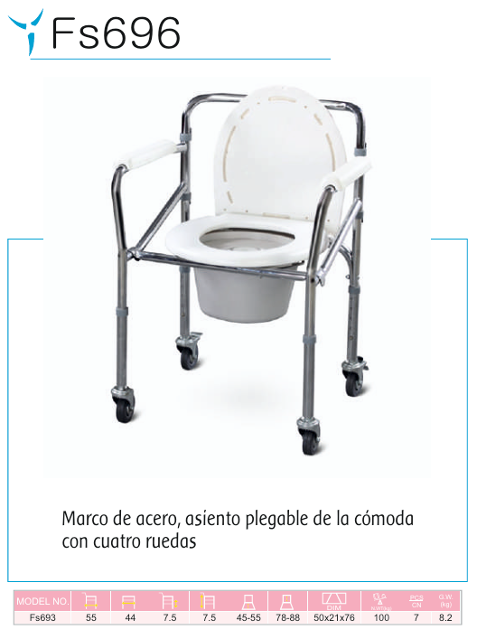 SILLA DE RUEDAS CON INODORO MOD FS696 FOSHAN - Imagen 2
