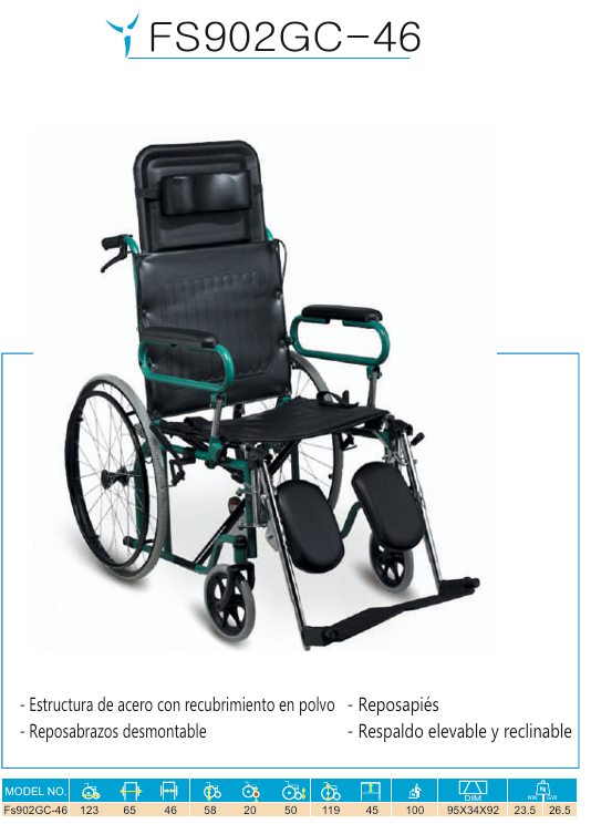SILLA DE RUEDAS MOD FS902GC-46 FOSHAN - Imagen 5