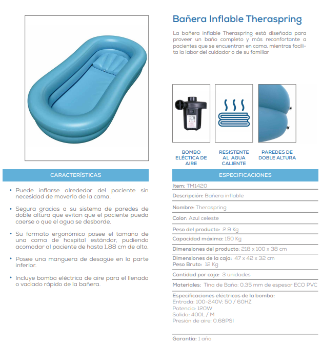 BAÑERA INFLABLE MOD TM1420 THERASPRING THERAMART - Imagen 11